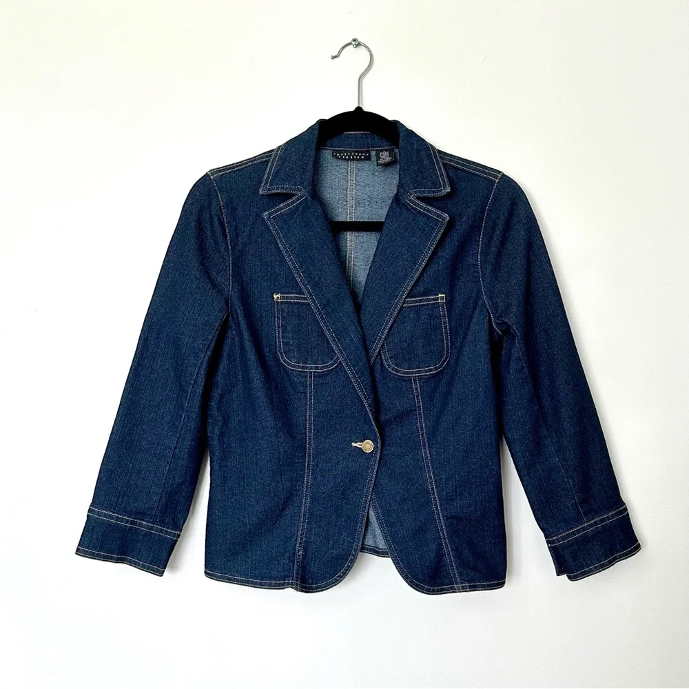 Apostrophe Stretch Fit Light Denim Jean Jacket Size 2 - Picture 1 of 5